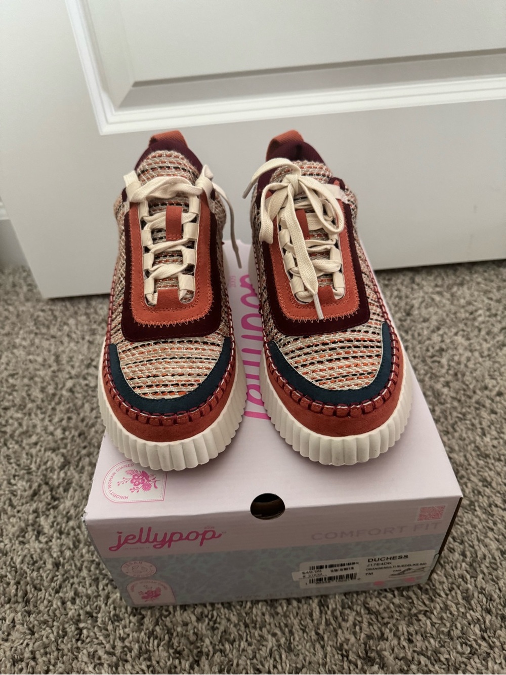 Jellypop Women’s Mixed Rust, Cream & Navy Duchess Sneakers